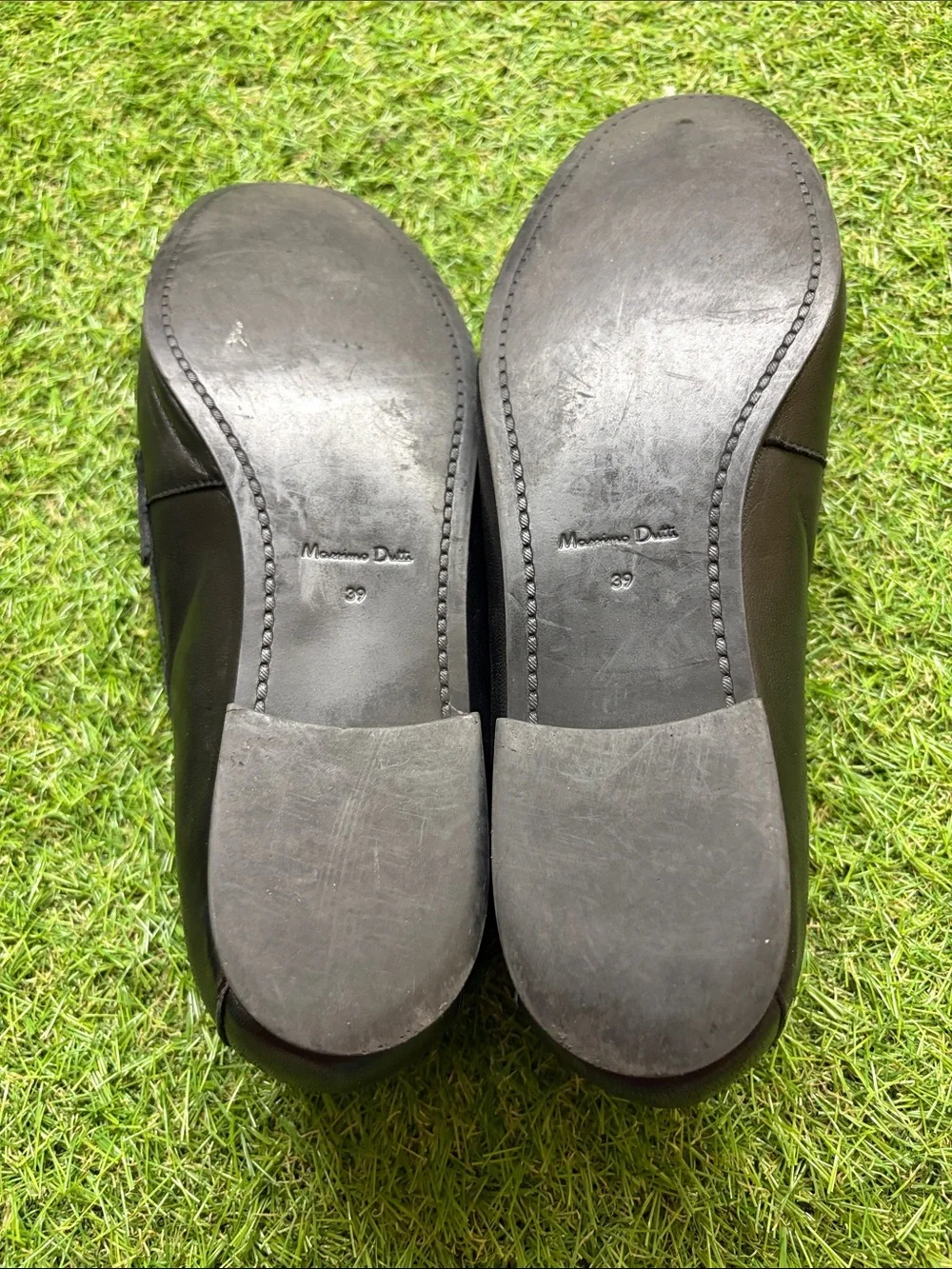 Massimo Dutti Black Leather Horsebit Almond Toe Slip-On Loafer Flats Women 39